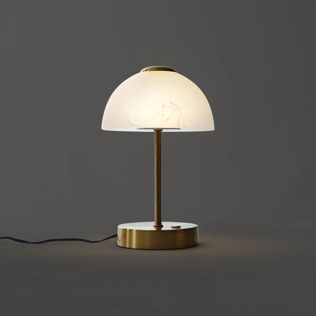 Lampada da tavolo di design oro con vetro opalino e LED dimmerabile - Joya