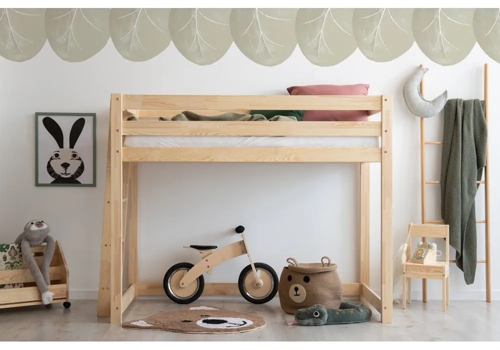 Letto rialzato per bambini in legno di pino 90x190 cm CLPBA - Adeko