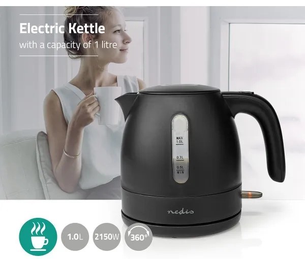 Nedis KAWK300EBK - Bollitore 1 l 2150W/230V nero