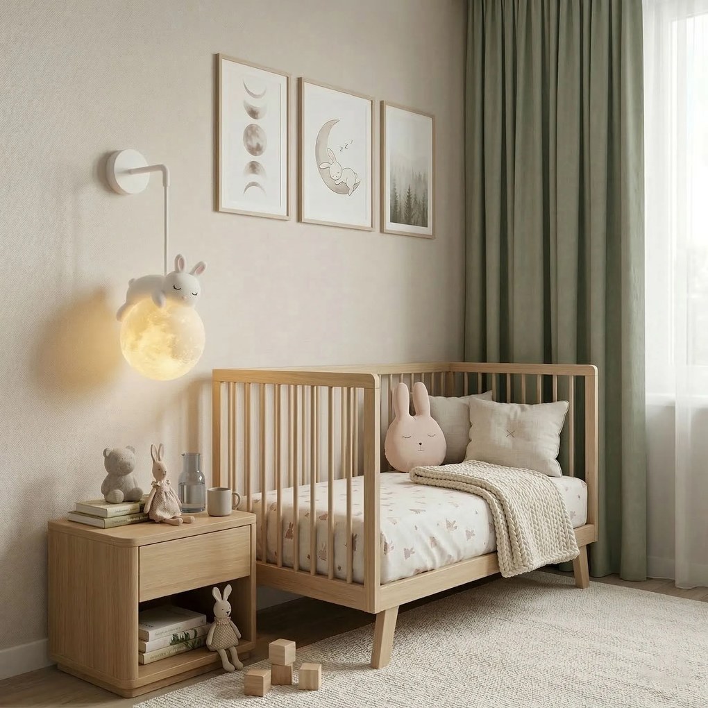 LAMPADA DA PARETE APPLIQUE CON CONIGLIETTO ADDORMENTATO G165-1W