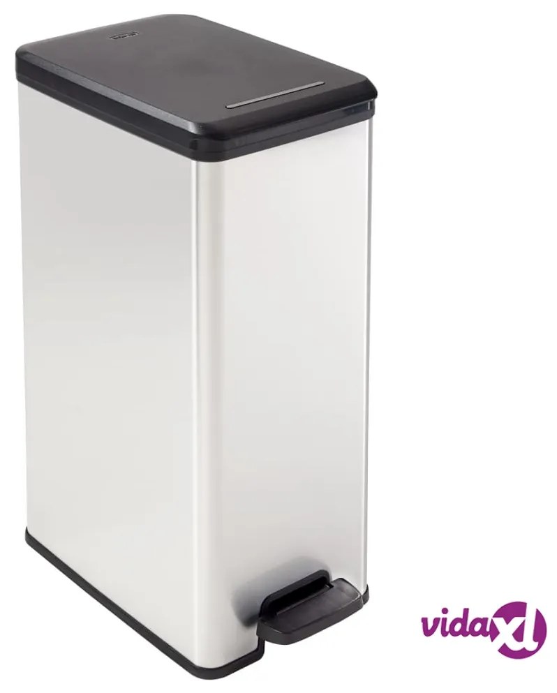 Curver Pattumiera a Pedale Sottile Deco 40L Argento