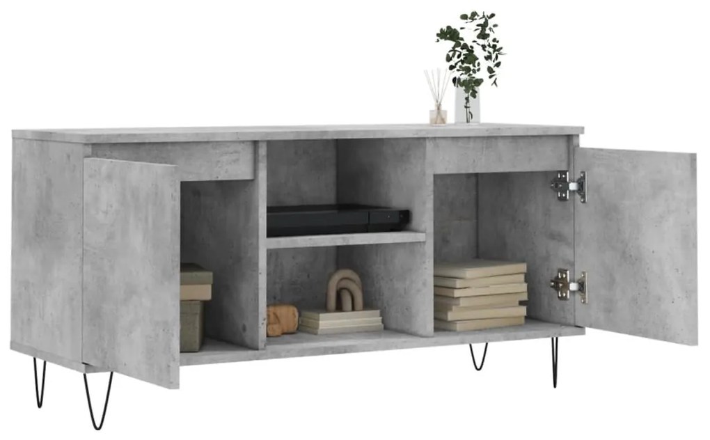 Mobile porta tv grigio cemento 104x35x50cm in legno multistrato