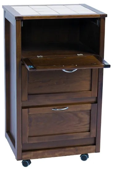 Carrello mobiletto con ante in legno a ribalta Noce LANDHELL