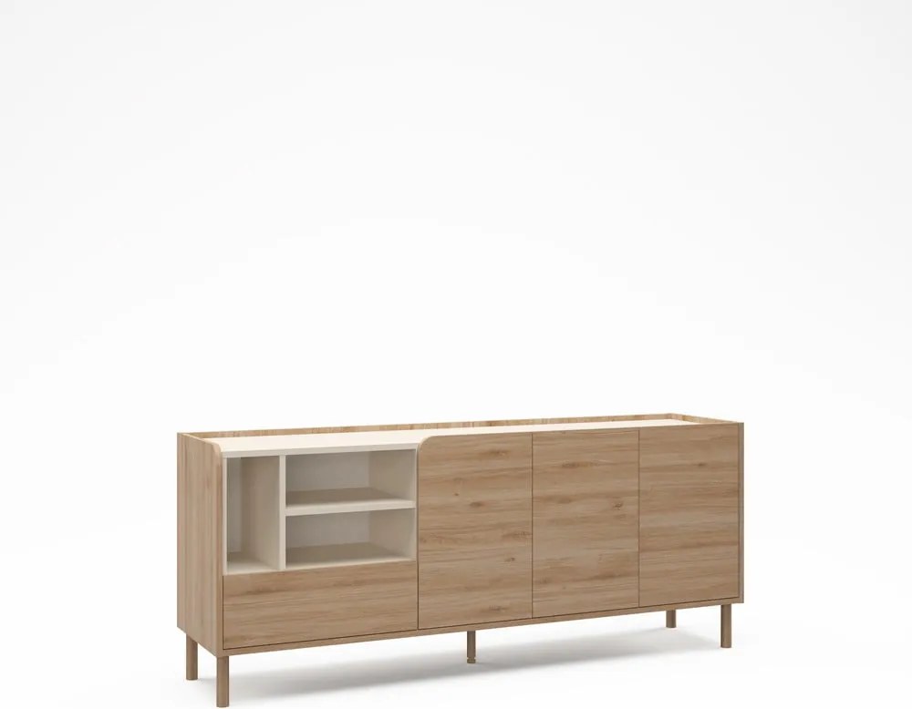 Cassettiera di colore naturale con effetto rovere 180x75,5x44 cm Monza – Marckeric