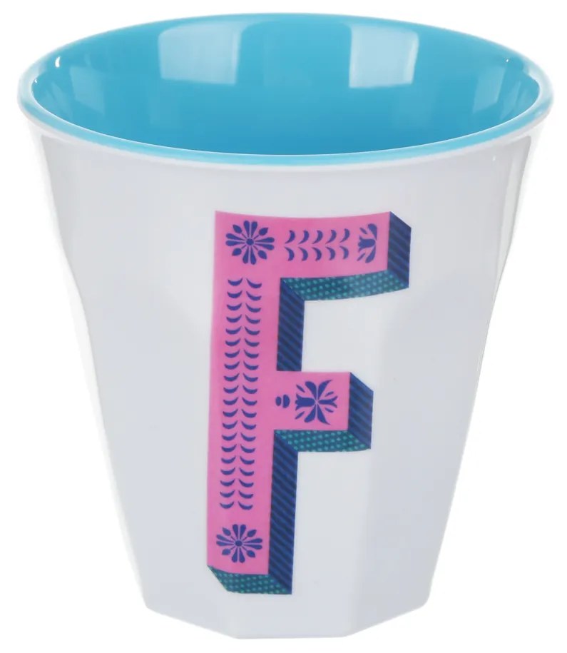 Bicchiere melammina bianco lettera F 280 ml Maiolika