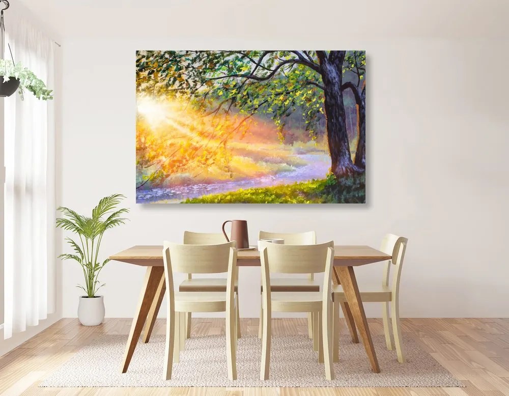 Quadro su tela – Alba nel bosco