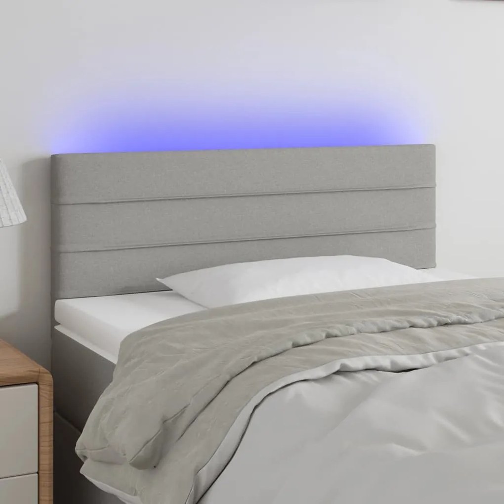 Testiera Grigio Chiaro A Led 80x5x78/88 Cm İn Tessuto /