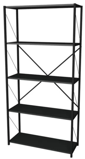 Libreria 5 Ripiani Stile Industrial 88x34x180 Jacob Antracite