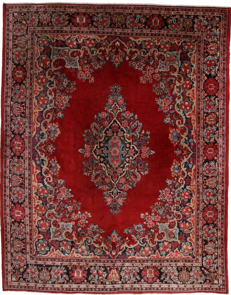 Sarouk Tappeto 340 x 430 Blu (Iran) Annodato A Mano