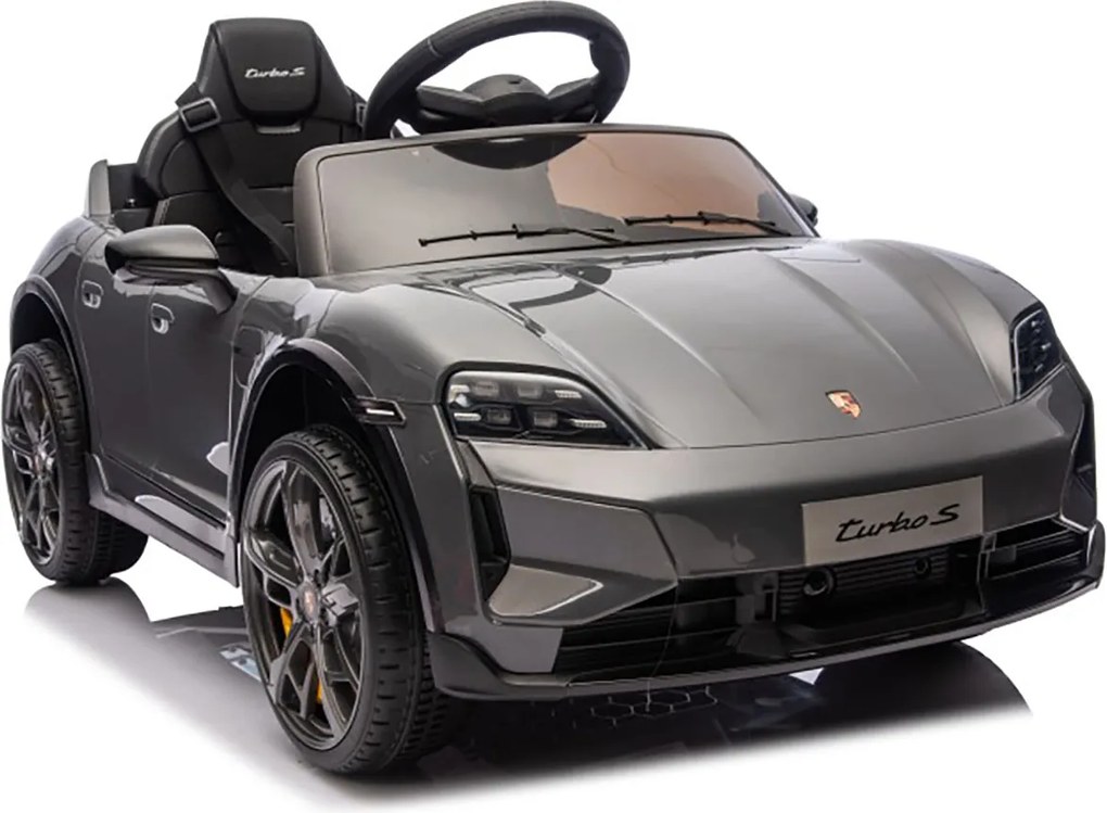 Macchina Elettrica per Bambini Porsche Taycan Turbo S 12V con Telecomando Bluetooth Luci LED e Tappetini Nero...