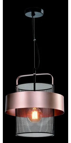 Lampadario a sospensione con filo FIBA 1xE27/60W/230V Oro rosa/nero