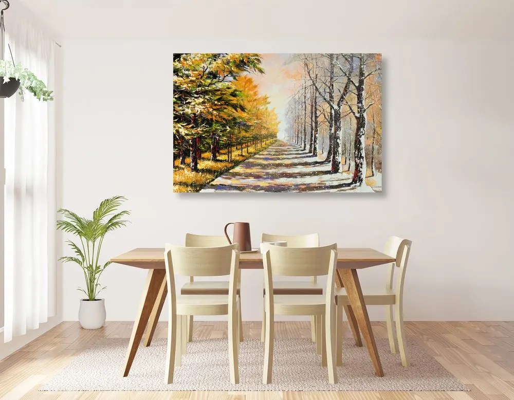 Quadro su tela – Viale alberato autunnale