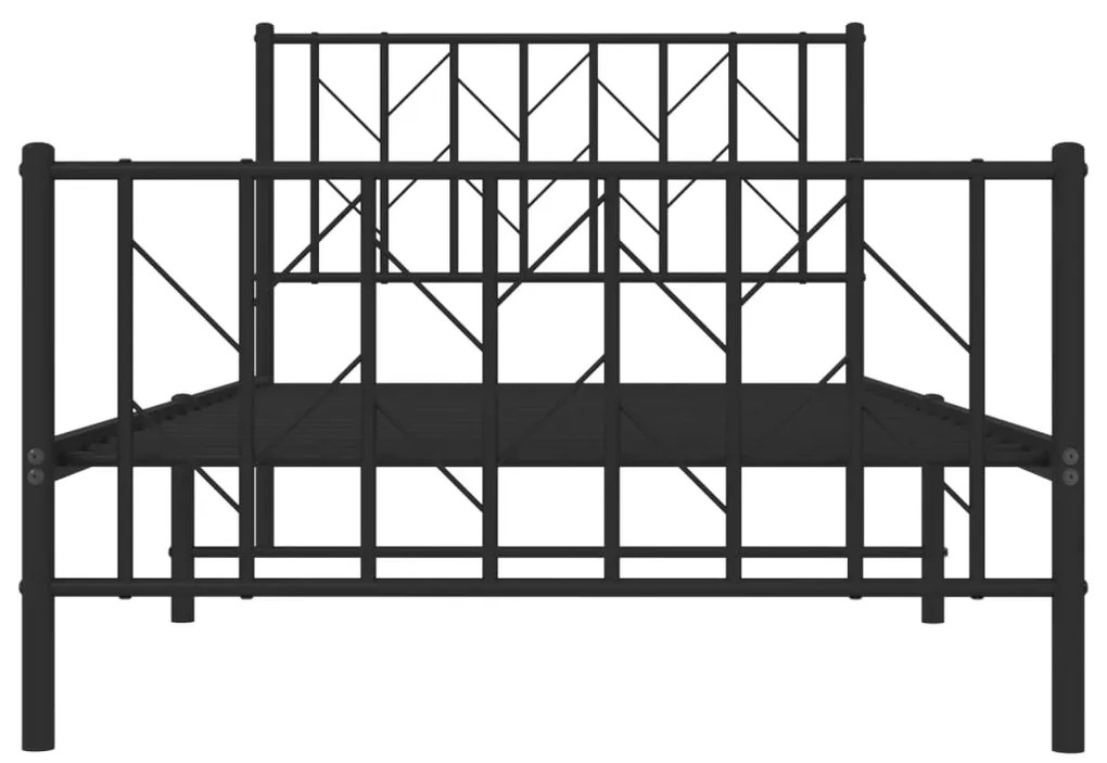 Giroletto con testiera e pediera metallo nero 100x190 cm