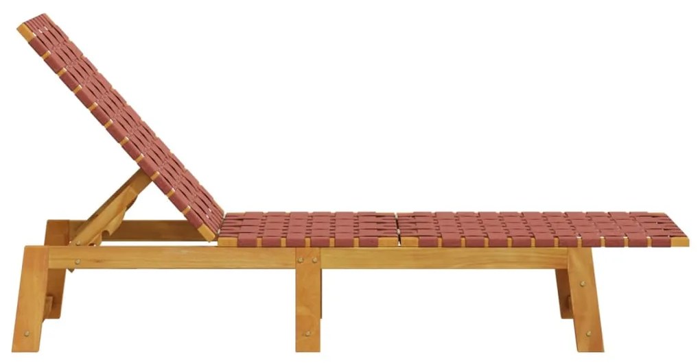 Lettino prendisole rosso in legno massello di acacia e tessuto