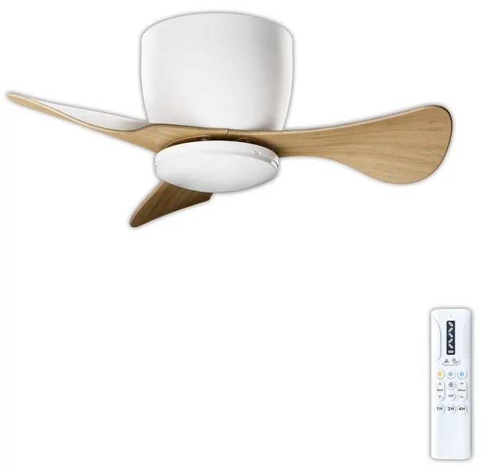 Ventilatore da soffitto ELI faggio, Ø 55.9 cm, CCT, dimmerabile, ARTE CONFORT IP20