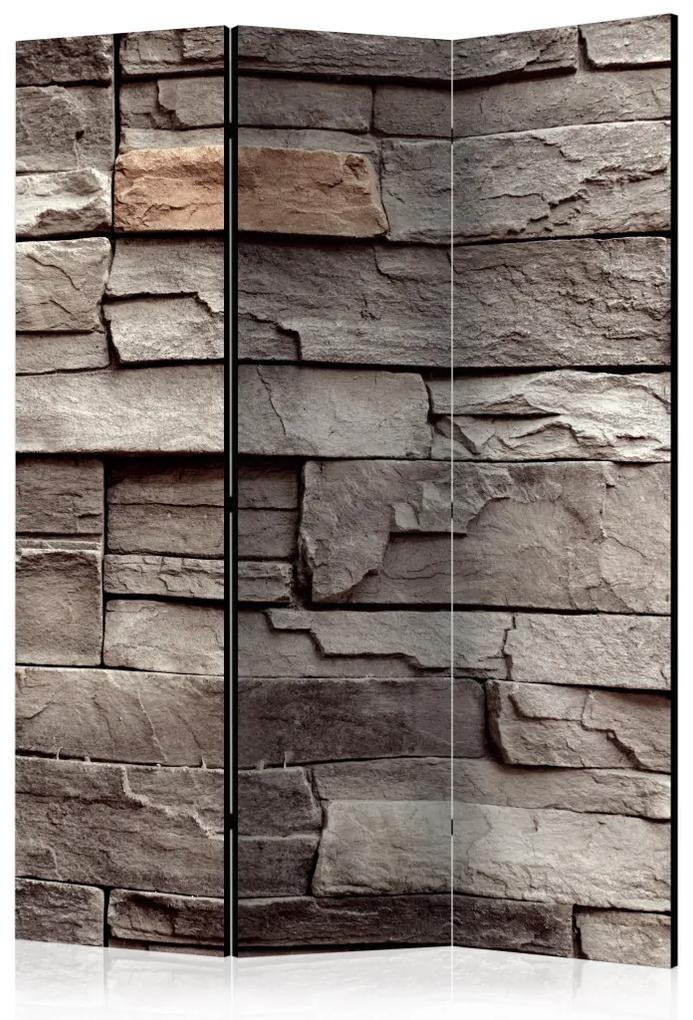 Paravento design Muro del silenzio - texture marrone di mattoni di pietra