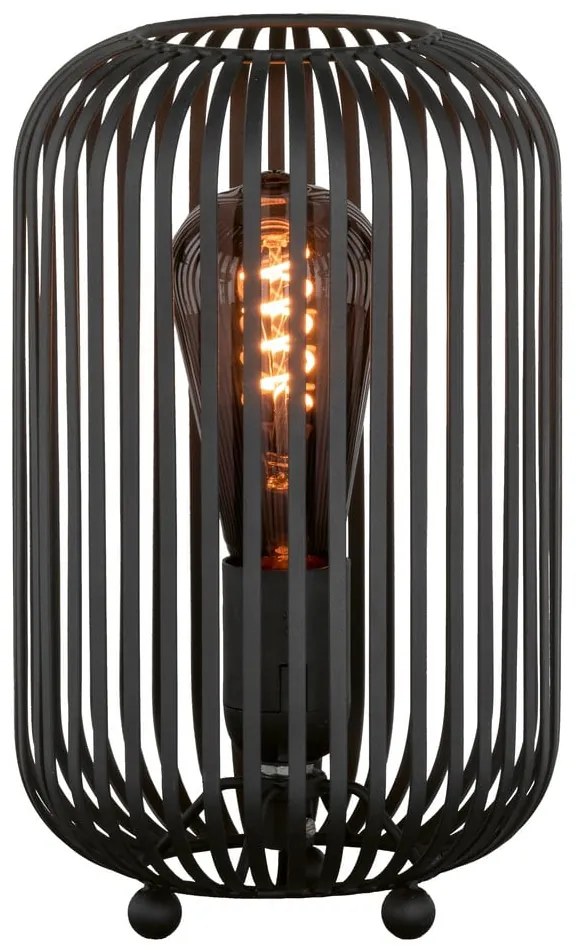 Lampada da tavolo nera con paralume in metallo (altezza 25 cm) Cage - Fischer &amp; Honsel