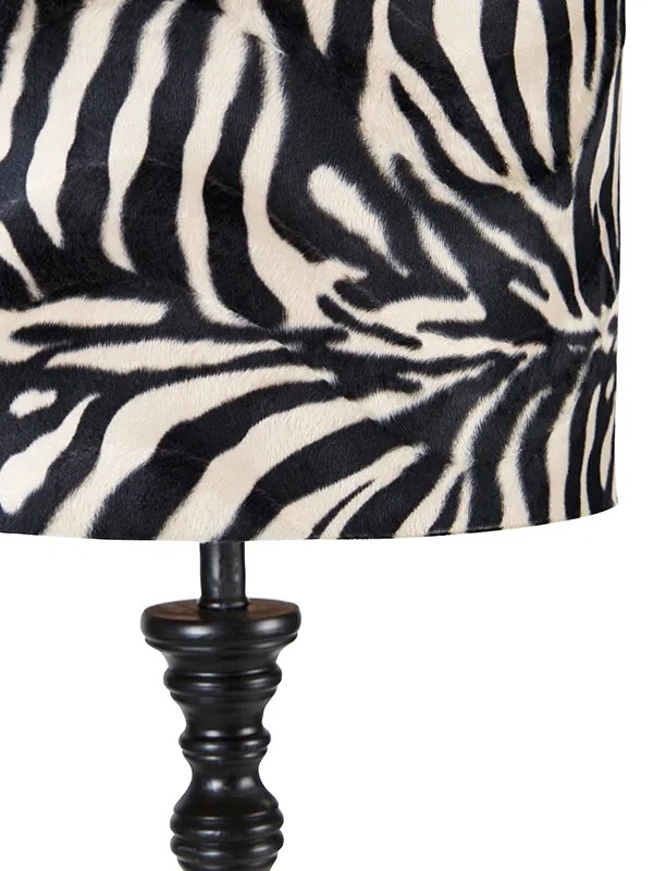 Lampada da terra nera con paralume a zebre 40 cm - Classico