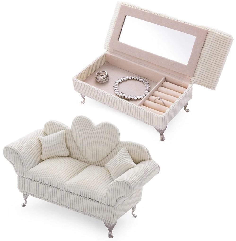 Divanetto portagioie crema 24x13x10 cm