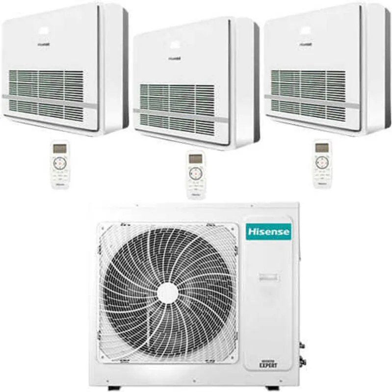 Climatizzatore Condizionatore Hisense Console Serie Turbo R32 Trial Split Inverter 9000 + 12000 + 12000 BTU con U.E. 4AMW81U4RJC NOVITÁ Classe A++/A+