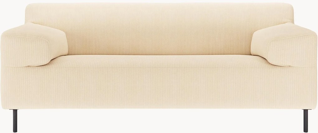 Divano 2 posti in velluto a coste beige/nero freistil180, larg. 182 cm