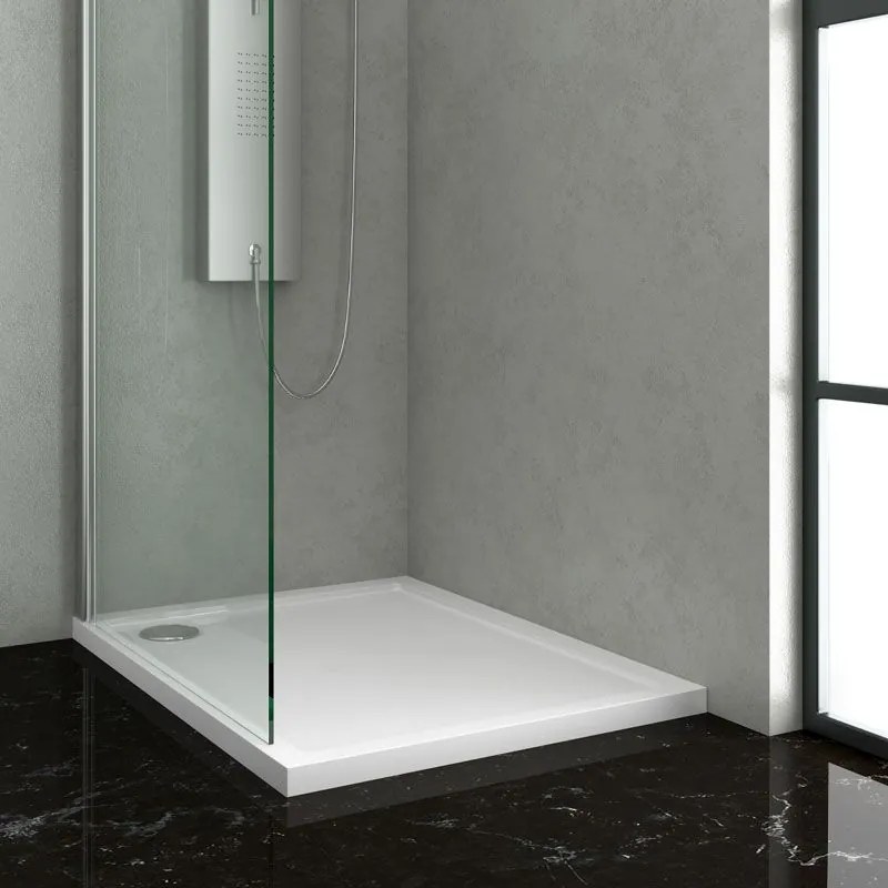 New Line Tk Piatto Doccia 110x72 H.5,5 rettangolare con Foro Scarico 9 Cm In Acrilico Bianco