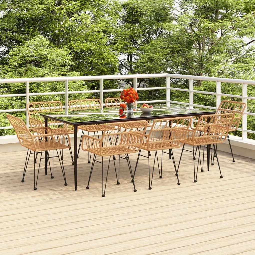 Set da pranzo da giardino 9 pz in polyrattan