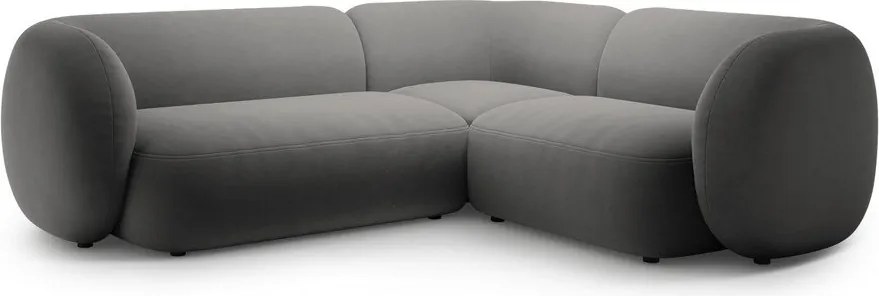 Divano angolare grigio scuro (con penisola a destra/a L) con rivestimento in velluto Kate – Micadoni