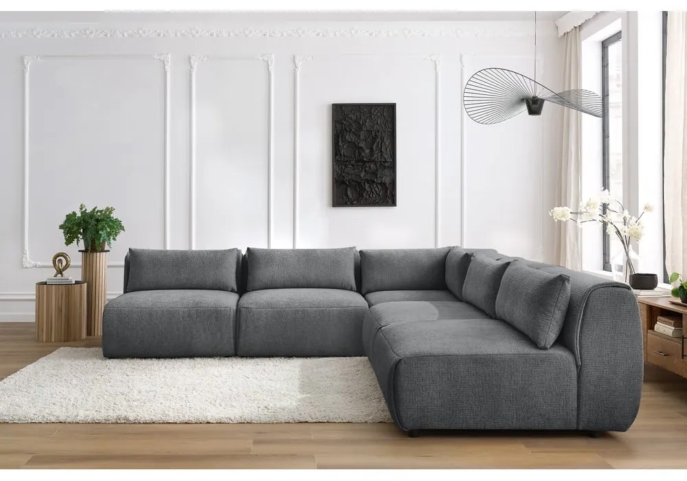 Divano angolare grigio (variabile) Jeanne - Bobochic Paris