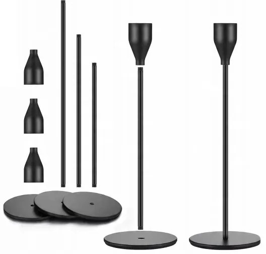Set di 3 portacandele neri