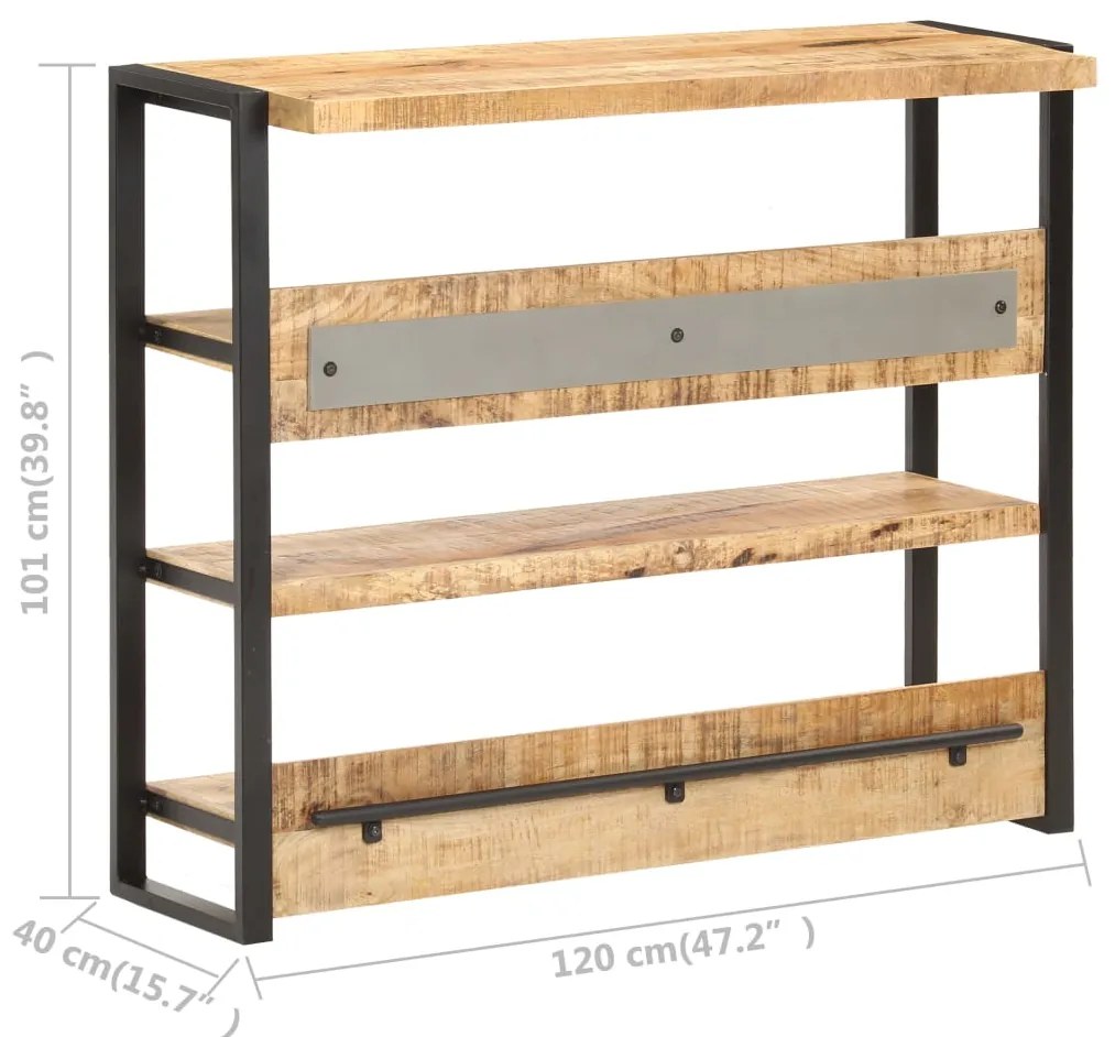 Tavolo da Bar 120x40x101 cm in Legno di Mango Grezzo