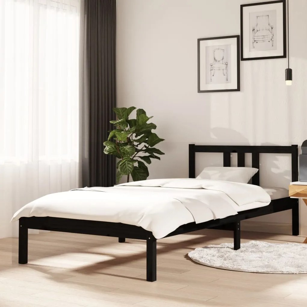Giroletto Nero İn Legno Massello 90x200 Cm /