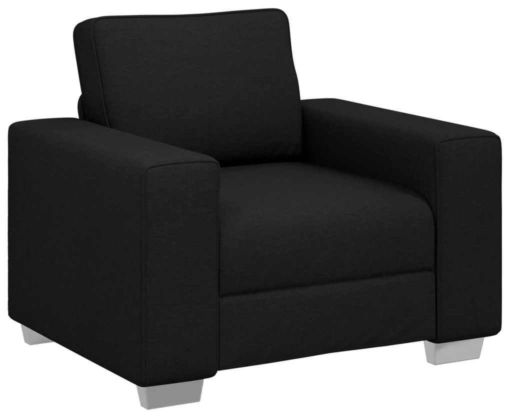 Set divano 3 pezzi con cuscini tessuto nero