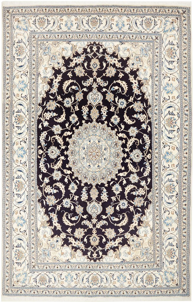 Nain Tappeto 180x300 Blu (Iran) Annodato A Mano