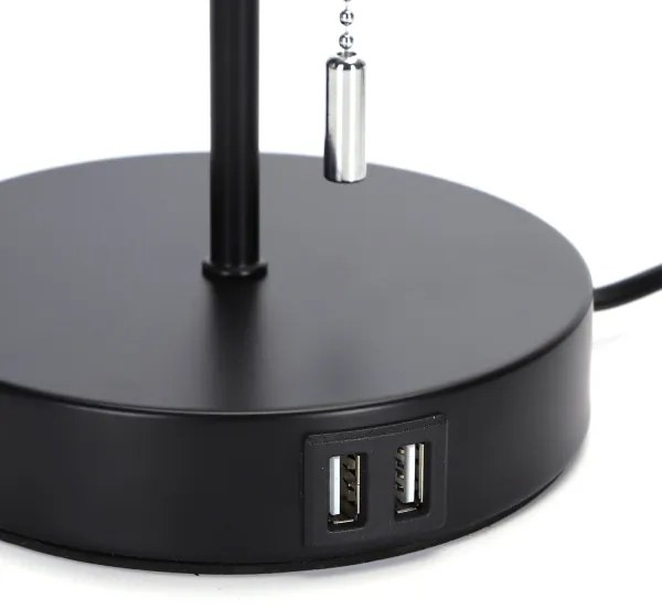 Aigostar - Lampada da tavolo con porta USB 1xE27/40W/230V nero