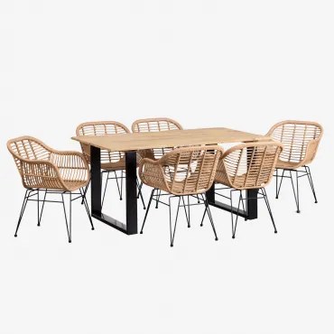 Set Tavolo Rettangolare in Legno (160x90 cm) Melina e 6 Sedie da - Sklum