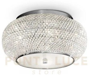 Pasha' lampadario da soffitto 6 luci attacco e14 con cristalli cromo