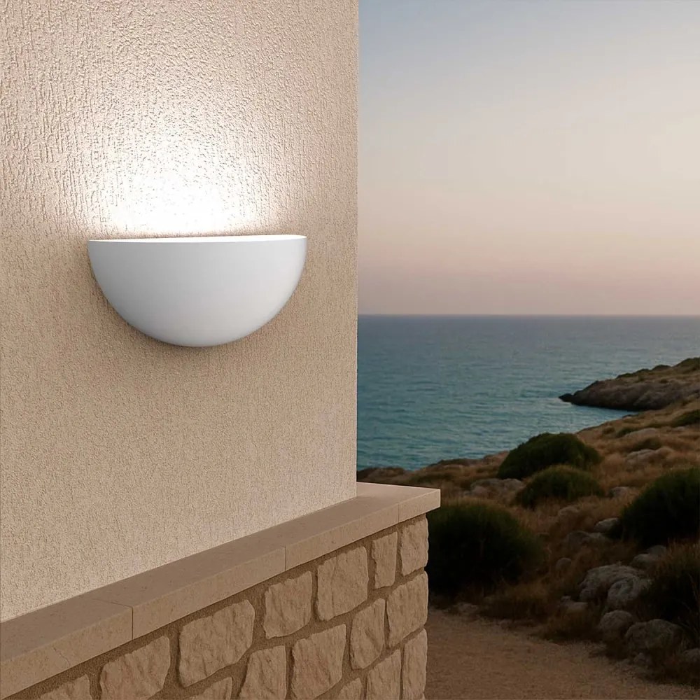 Applique Curva Monodirezionale con base E27, IP54 Bianca - Serie BRINA Base E27