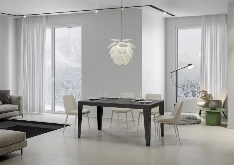 Tavolo Estensibile Flame Evolution P.90 - Struttura Antracite, 90x180/284 cm Flame Evolution / Cemento