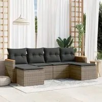 Set Divano da Giardino 6 pz con Cuscini Grigio in Polyrattan 3258623