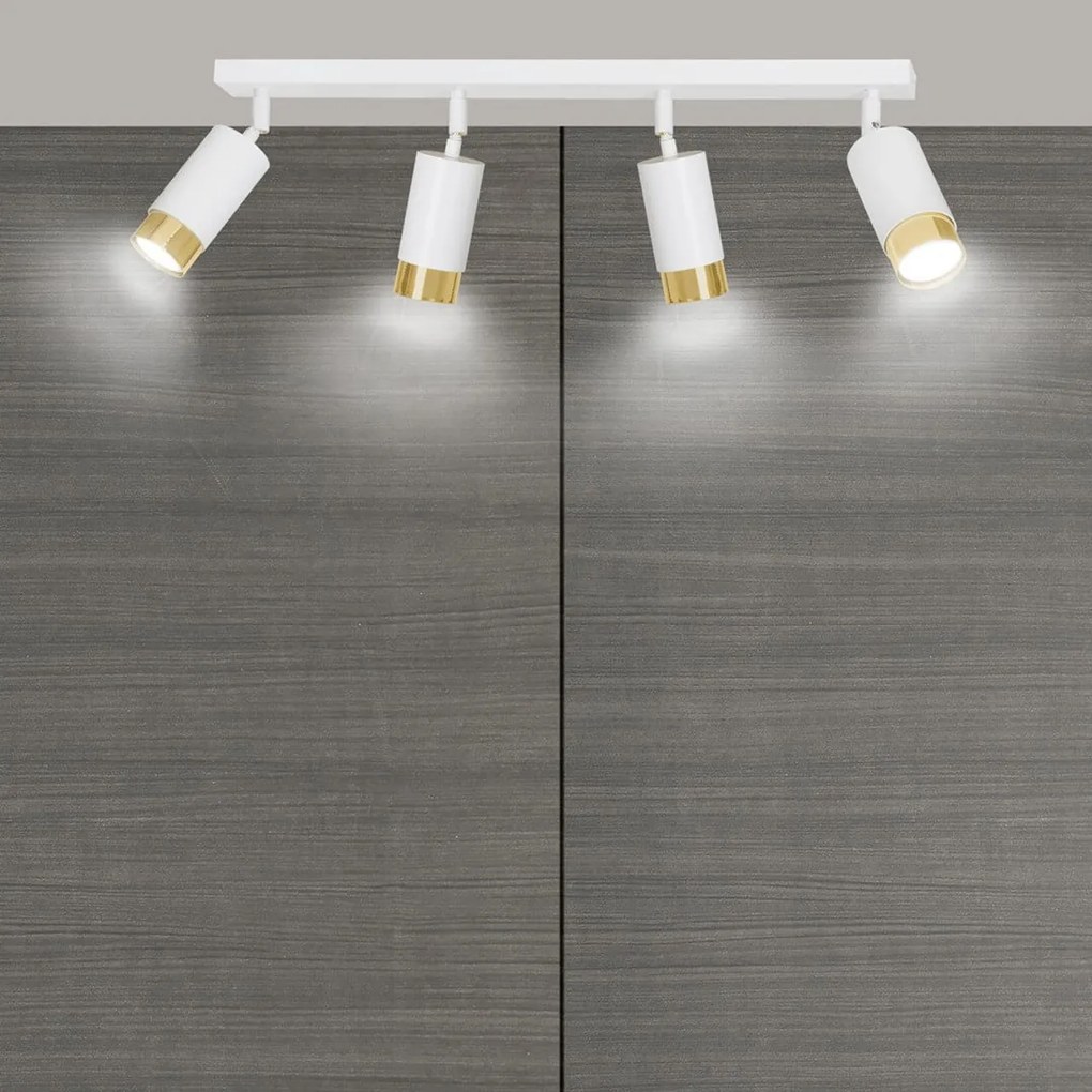 Lampada da Soffitto in Acciaio HIRO 4 Nero Cromo/Oro 4xGU10