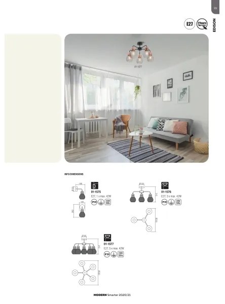 Redo 01-1575 - Applique EDISON 1xE27/42W/230V