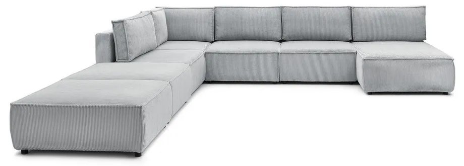 Divano a U angolare in velluto a coste variabile grigio chiaro Nihad modular - Bobochic Paris