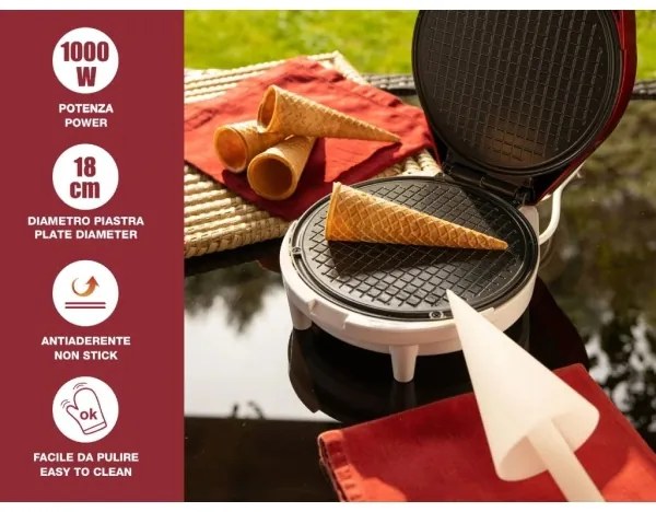 Beper - Piastra per waffle 2 in 1 1000W/230V rossa