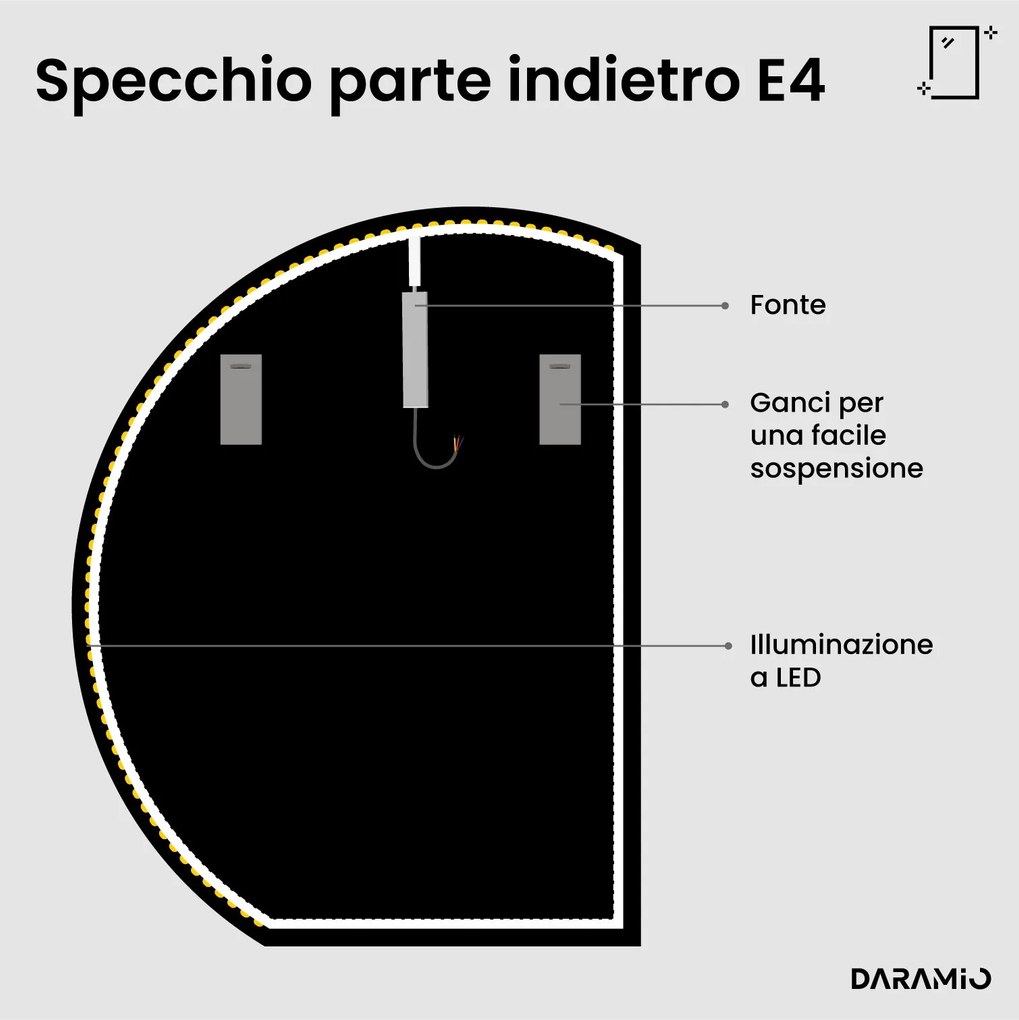 Specchio rotondo con luce LED E4