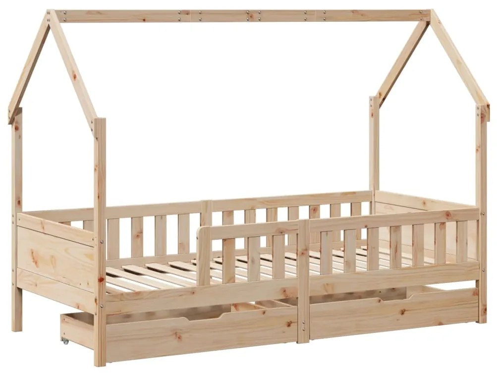 Giroletto bambini con cassetti 90x200 cm legno massello di pino