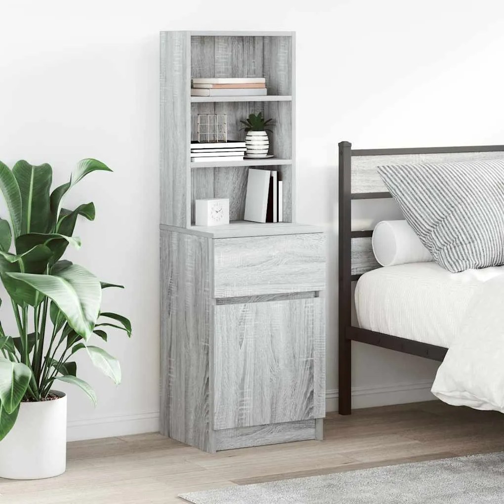 Comodino Grigio Sonoma 39x35x125 Cm İn Legno Multistrato /