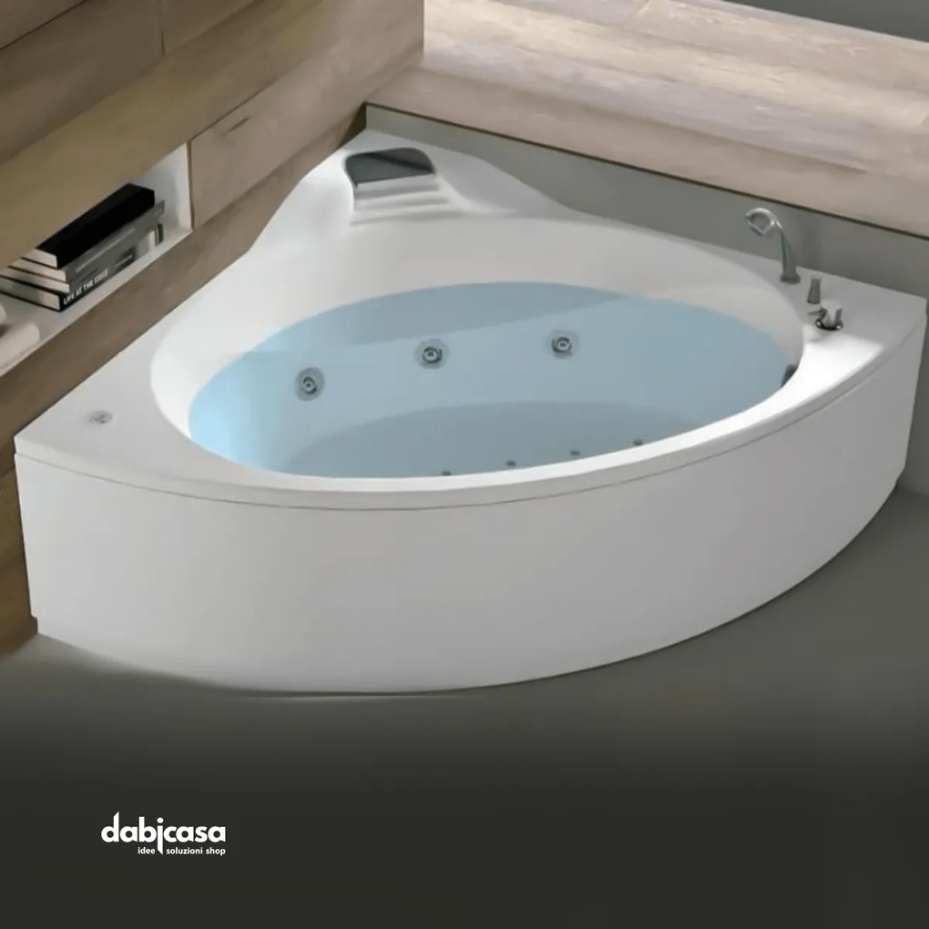 Gruppo Germon "Nova Plus" Vasca Idromassaggio Da 140x140 Composto Da Sistema Whirlpool Finitura Bianco Lucido