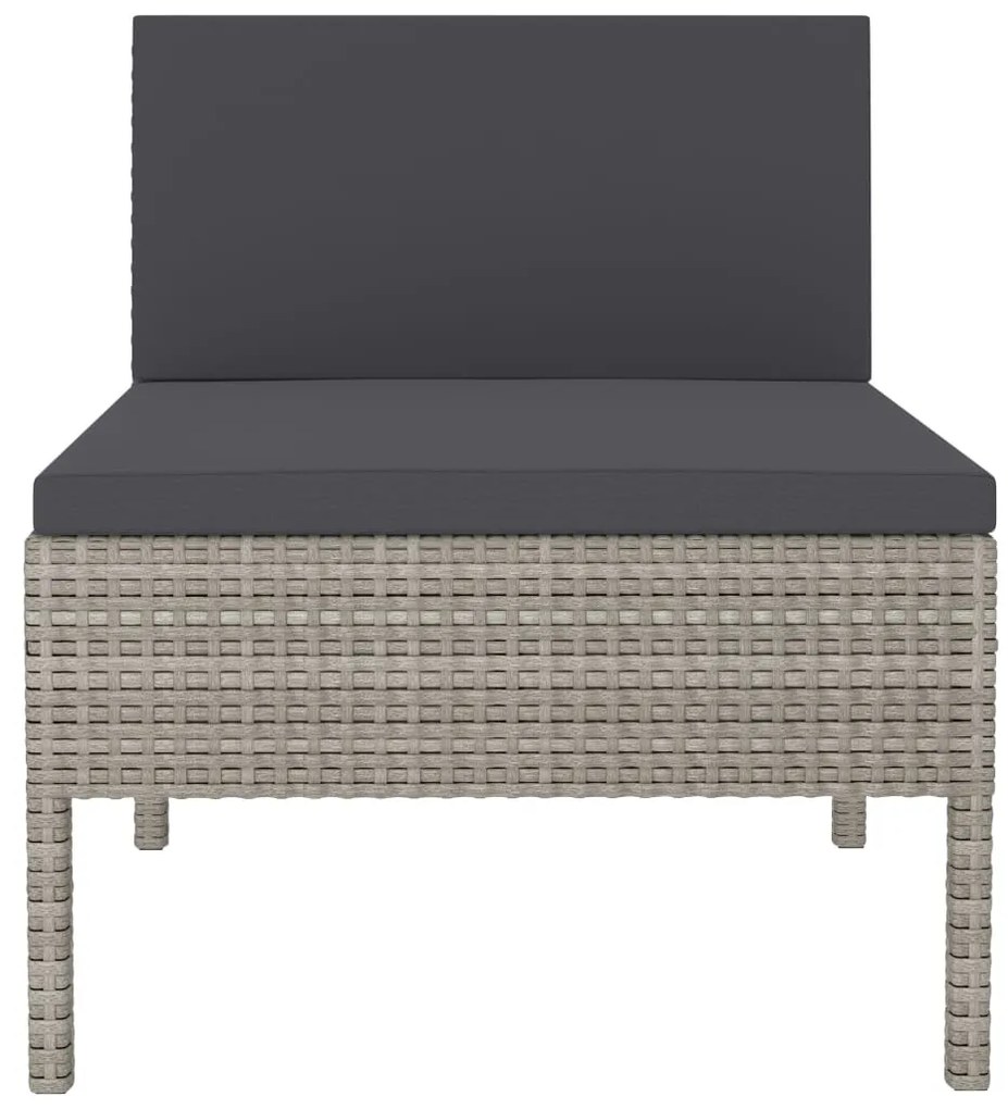 Sedie da giardino 3 pz con cuscini in polyrattan grigio