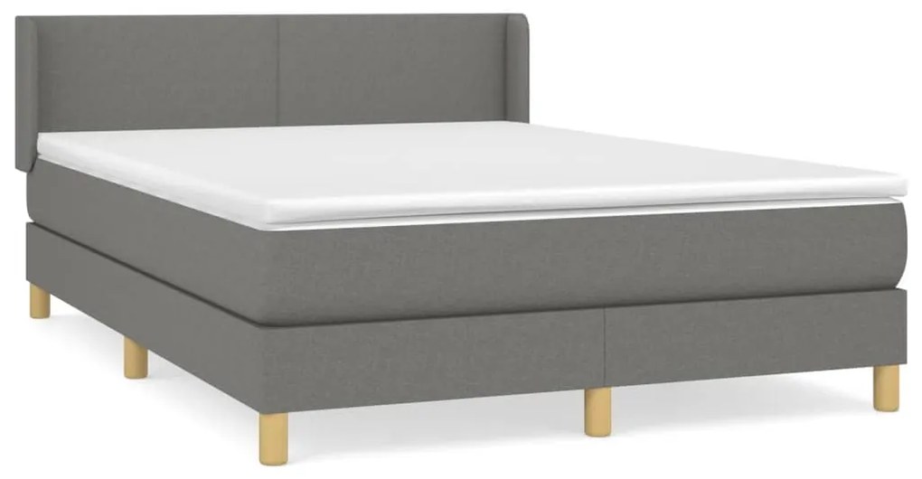 Giroletto a molle con materasso grigio scuro 140x190 cm tessuto